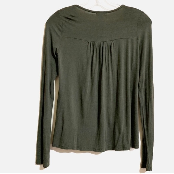 Love, Fire Smocked Olive Army Green Long Sleeve Top Blouse Tee. Size XS - Picture 2 of 8